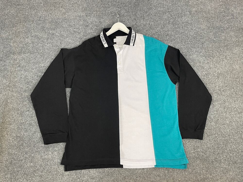 Topman Polo Shirt Mens Large Color Block Striped Sweatshirt Pullover N126